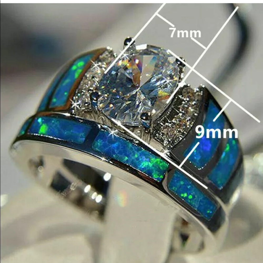 Blueish silver 2 pc set ring - Picture 3 of 3